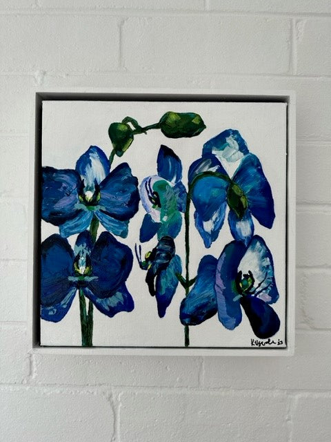 ORIGINAL MINI ARTWORK-"Blue Orchid"-33x33cm