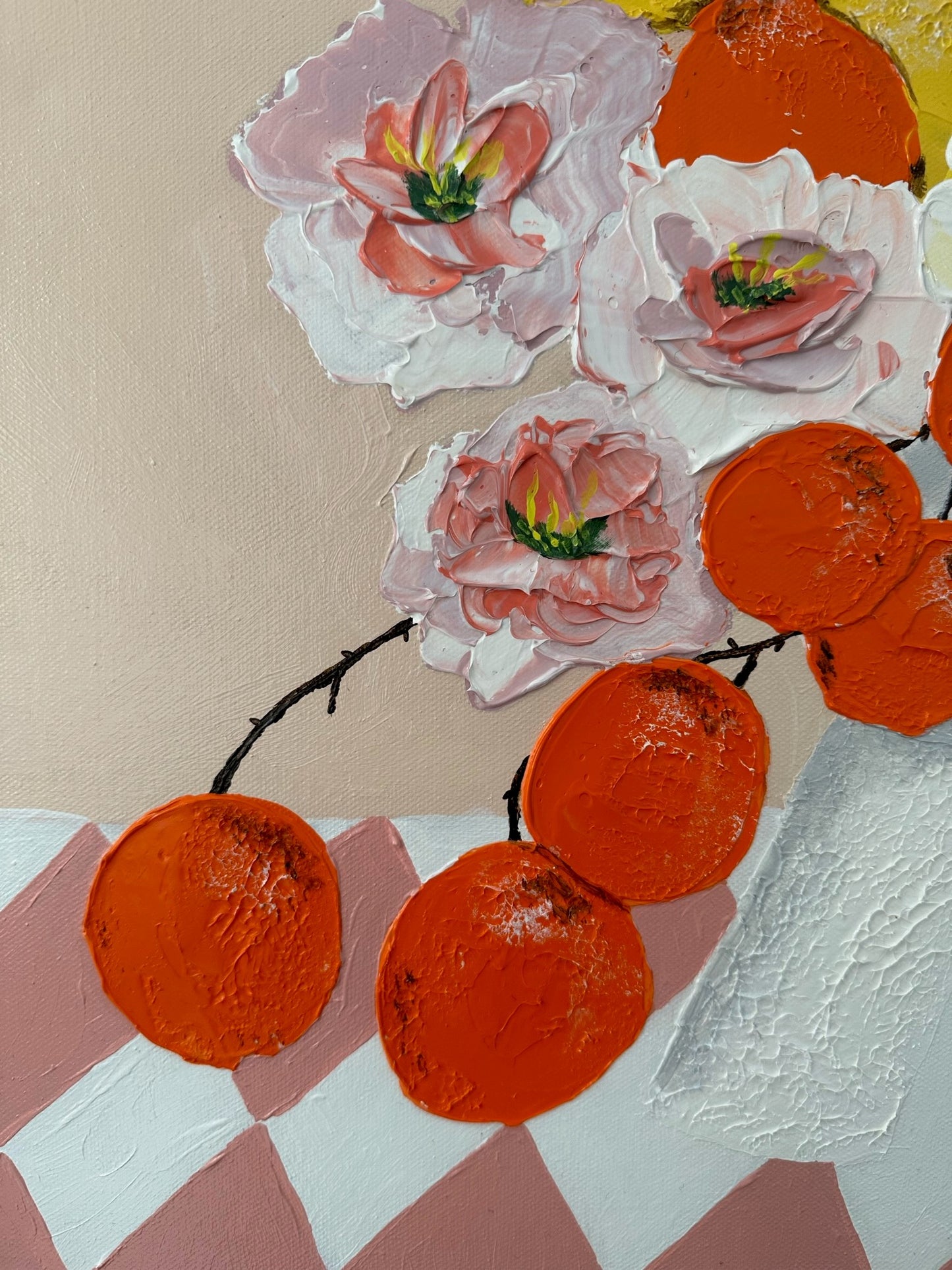 ORIGINAL MINI ARTWORK-"Alfresco Citrus"-33x33cm