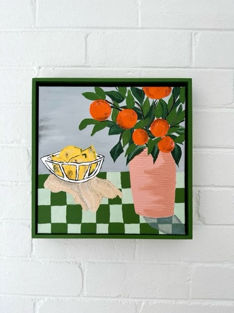 ORIGINAL MINI ARTWORK-"Morning Tea Time"-33x33cm