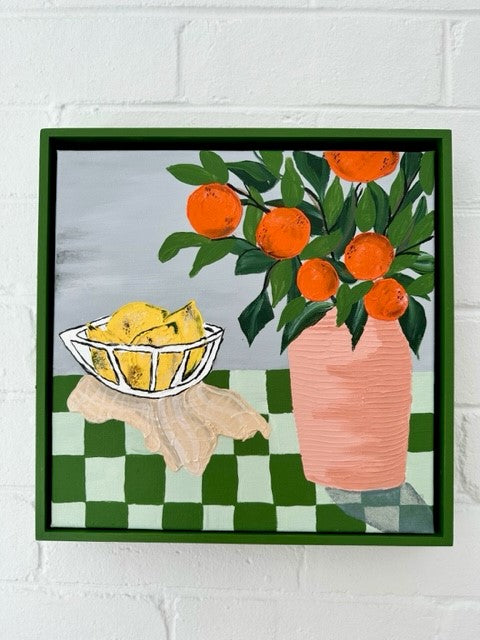 ORIGINAL MINI ARTWORK-"Morning Tea Time"-33x33cm