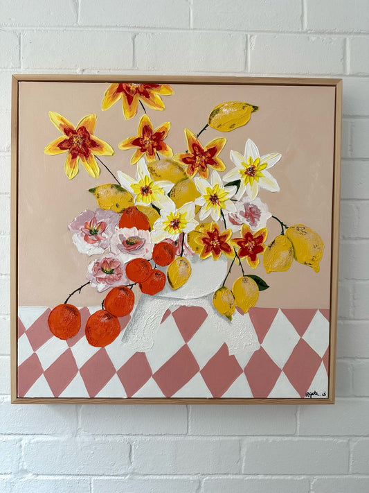 ORIGINAL MINI ARTWORK-"Alfresco Citrus"-33x33cm