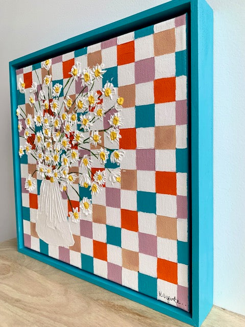 ORIGINAL MINI ARTWORK-"Fresh as a Daisy"-33x33cm