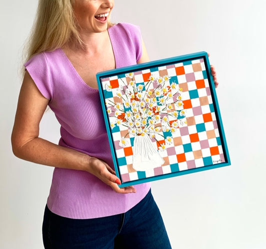 ORIGINAL MINI ARTWORK-"Fresh as a Daisy"-33x33cm