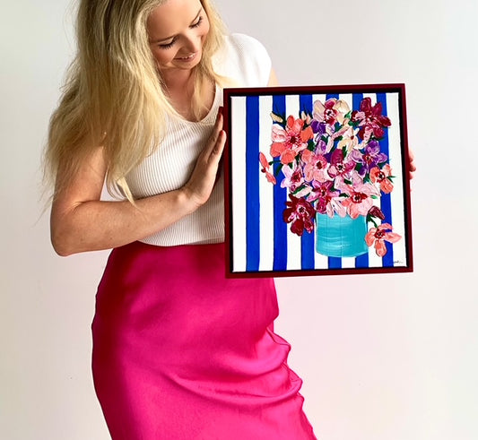 ORIGINAL MINI ARTWORK-"Mornings at the Yacht Club"-33x33cm