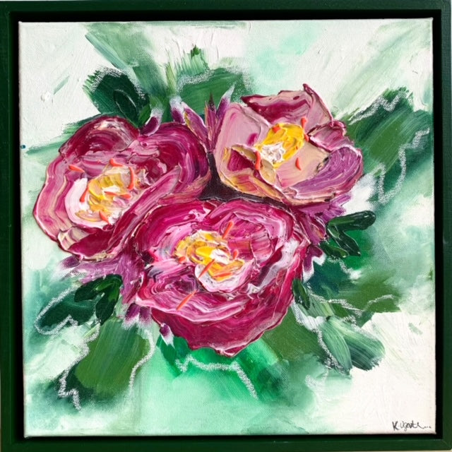 ORIGINAL MINI ARTWORK-"Rose Garden"-33x33cm