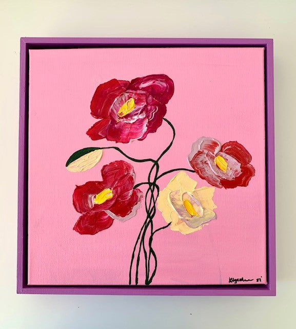 ORIGINAL MINI ARTWORKS 'Poppies in Summer"-33x33cm
