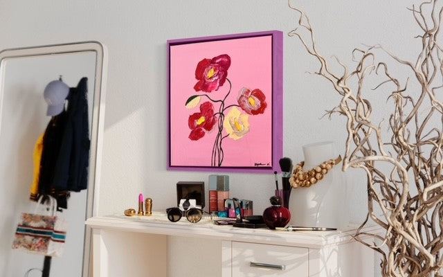 ORIGINAL MINI ARTWORKS 'Poppies in Summer"-33x33cm