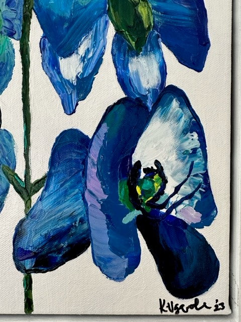 ORIGINAL MINI ARTWORK-"Blue Orchid"-33x33cm