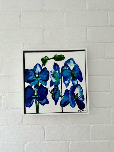 ORIGINAL MINI ARTWORK-"Blue Orchid"-33x33cm