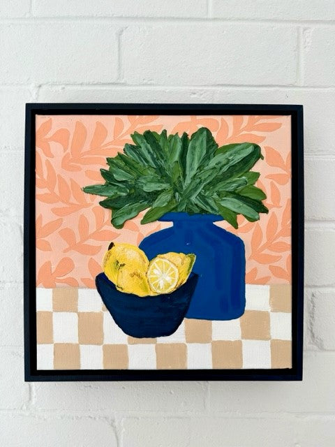 ORIGINAL MINI ARTWORK-"Breakfast Lemons"-33x33cm