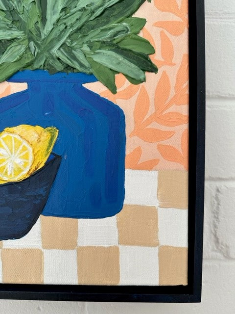 ORIGINAL MINI ARTWORK-"Breakfast Lemons"-33x33cm
