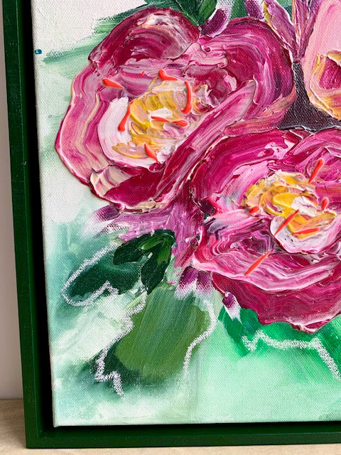 ORIGINAL MINI ARTWORK-"Rose Garden"-33x33cm